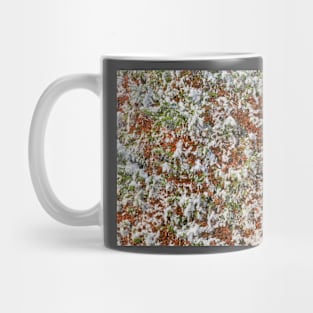 Background of foliage with snow Mug
